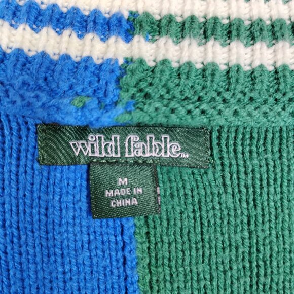 Wild Fable Color Block Vest Size Medium Green and Blue V Neck Academia Vibes - Picture 4 of 7